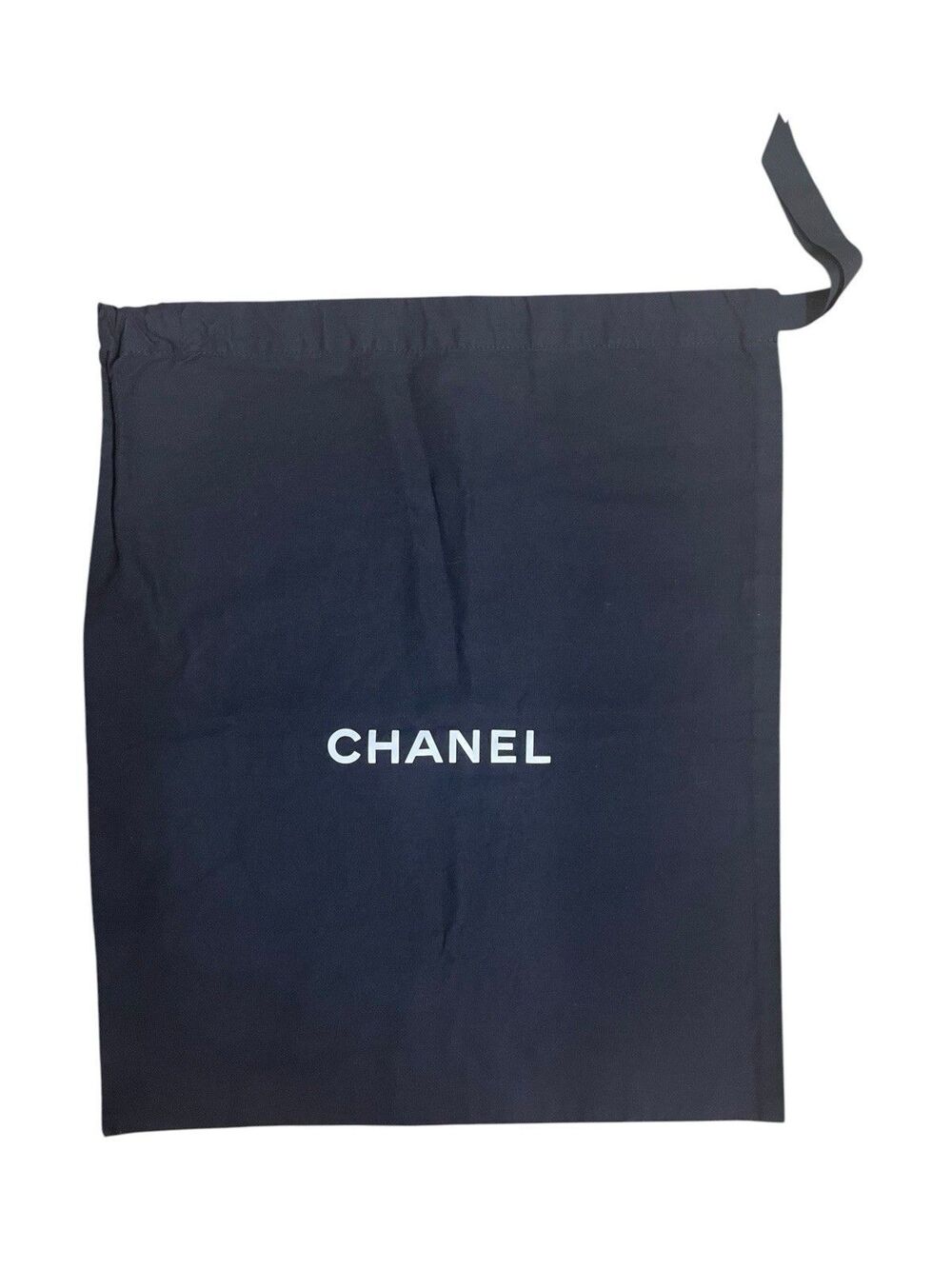 CHANEL Black Drawstring Dust Bag Pouch Solid Pattern Logo Designer for Women